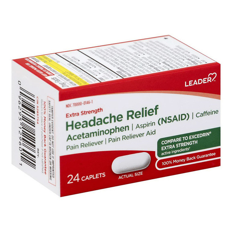 Pack of 24 LDR Headache Relief Tablets by Pasteur Pharmacy, showing blister packaging with tablets inside.
