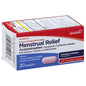 Leader Menstrual Relief Maximum Strength multi-symptom medicine in a bottle of 20 caplets, designed for menstrual discomfort relief.