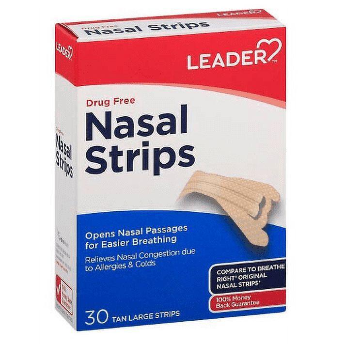 Large tan Leader Nasal Strips by Pasteur Pharmacy for better airflow and nasal congestion relief.