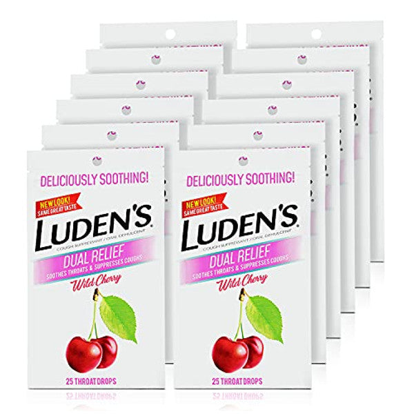 Luden's Wild Cherry Throat Drops by Pasteur Pharmacy, 25 count, pectin oral demulcent for soothing sore throats.