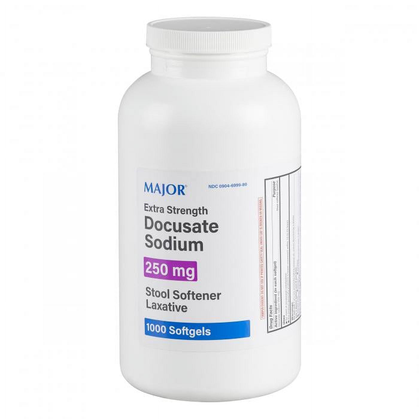 Major Stool Softener 250 mg softgels by Pasteur Pharmacy, extra strength Docusate Sodium for gentle relief, 1000 softgels