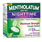 Mentholatum Nighttime Vaporizing Rub by Pasteur Pharmacy, maximum strength for cough relief, shown in a medicine container.