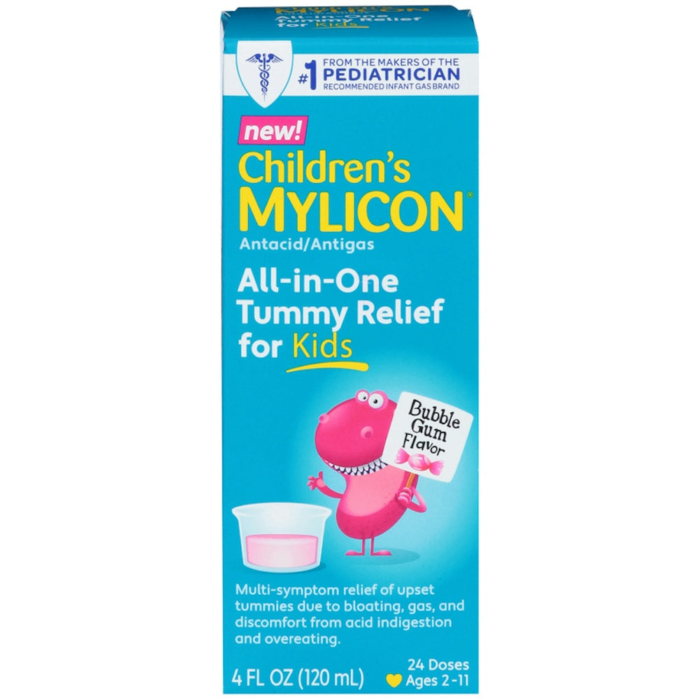 Mylicon Bubble Gum Flavor All-in-One Tummy Relief for Kids in 4oz bottle, medicine and drug product by Pasteur Pharmacy