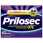 Box of Prilosec OTC proton-pump inhibitor tablets by Pasteur Pharmacy, showing the medication packaging and label.