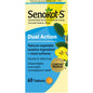 Senokot-S dual action laxative and stool softener tablets, 60-count, in blister pack, used for gentle bowel relief.
