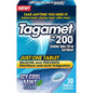 Tagamet HB 200 acid reducer tablets in icy cool mint flavor, shown with packaging and tablets for relief of heartburn and acid indigestion.