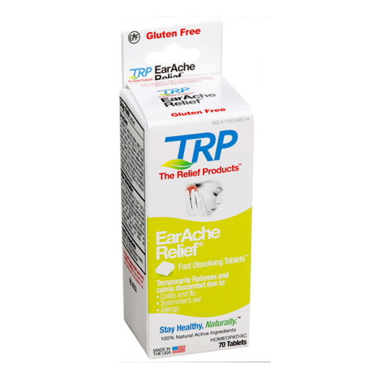 Pasteur Pharmacy EarAche fast dissolving tablets in 70-count bottle, effective medicine for ear pain relief, shown in the image.