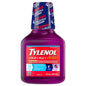 Tylenol Cold + Flu + Cough Night Wild Berry Burst liquid medicine for adults in 8 fl oz bottle, brand Pasteur Pharmacy.