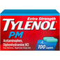 Tylenol PM Extra Strength nighttime pain reliever and sleep aid in a bottle of 100 caplets.
