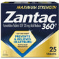 Zantac 360 Max Strength Acid Reducer 20mg medicine from Pasteur Pharmacy, 25 tablets for heartburn relief.