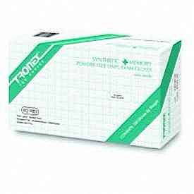 Pair of Tronex vinyl exam gloves in medium size, made by Pasteur Pharmacy, shown on a neutral background.