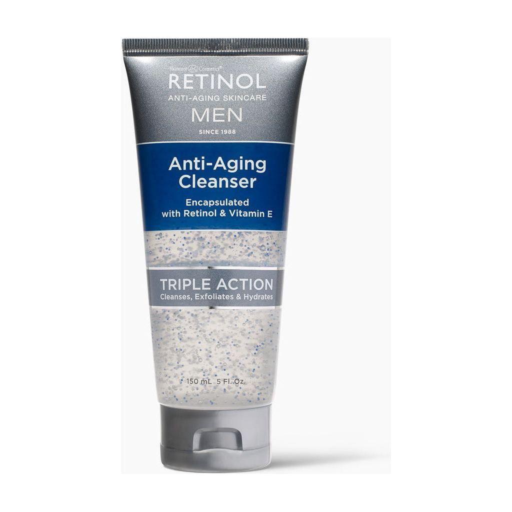 Men's anti-aging cleanser with retinol by Pasteur Pharmacy, 5 oz bottle, designed to gently cleanse and reduce signs of aging.
