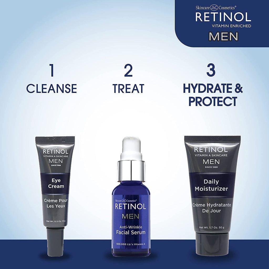 Men's daily moisturizer with retinol in a 50g tube, designed for men's skincare by Pasteur Pharmacy.