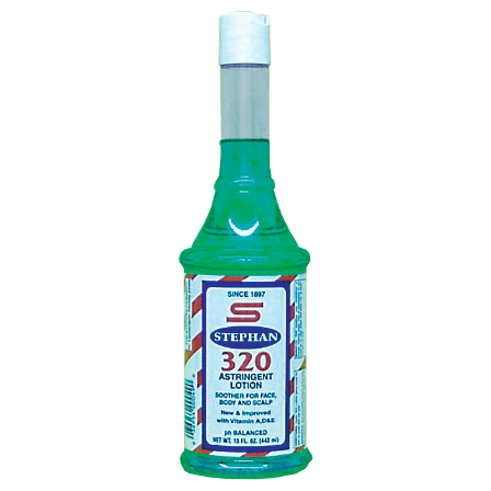 Stephan 320 men's astringent face skin lotion in a 15 oz bottle, part of Pasteur Pharmacy's men's skincare products.