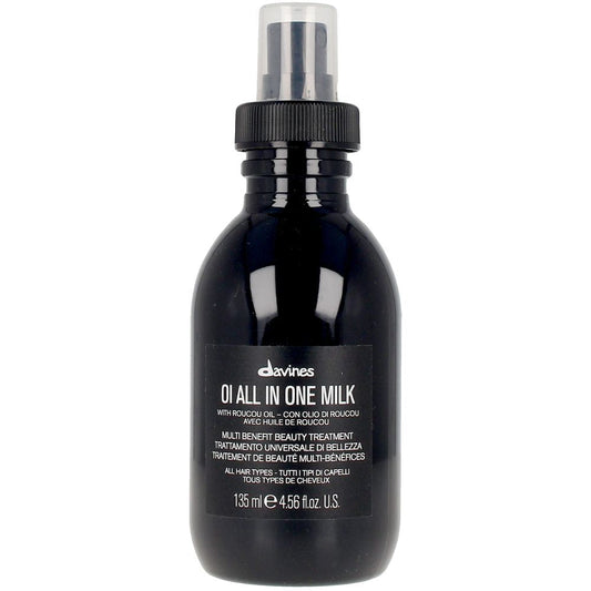 Davines OI All In One Milk 135ml, a nourishing hair treatment in a sleek bottle, suitable for styling and conditioning.