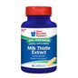 Bottle of Good Neighbor Pharmacy Milk Thistle Extract Vegi Capsules, 90 count, dietary supplement in a clear container with label.
