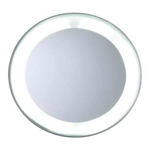 Tweezerman LED 15X Mini Mirror, compact handheld mirror with magnification, ideal for detailed grooming or makeup application.