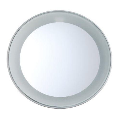 Tweezerman LED 15X Mini Mirror, compact handheld mirror with bright LED lighting for precise grooming and makeup application.