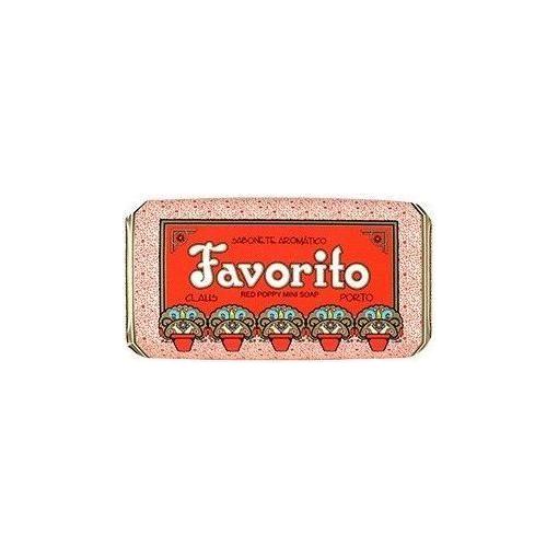 Claus Porto Favorito Red Poppy mini soap by Pasteur Pharmacy, 1.7 oz, with vibrant red poppy floral design.