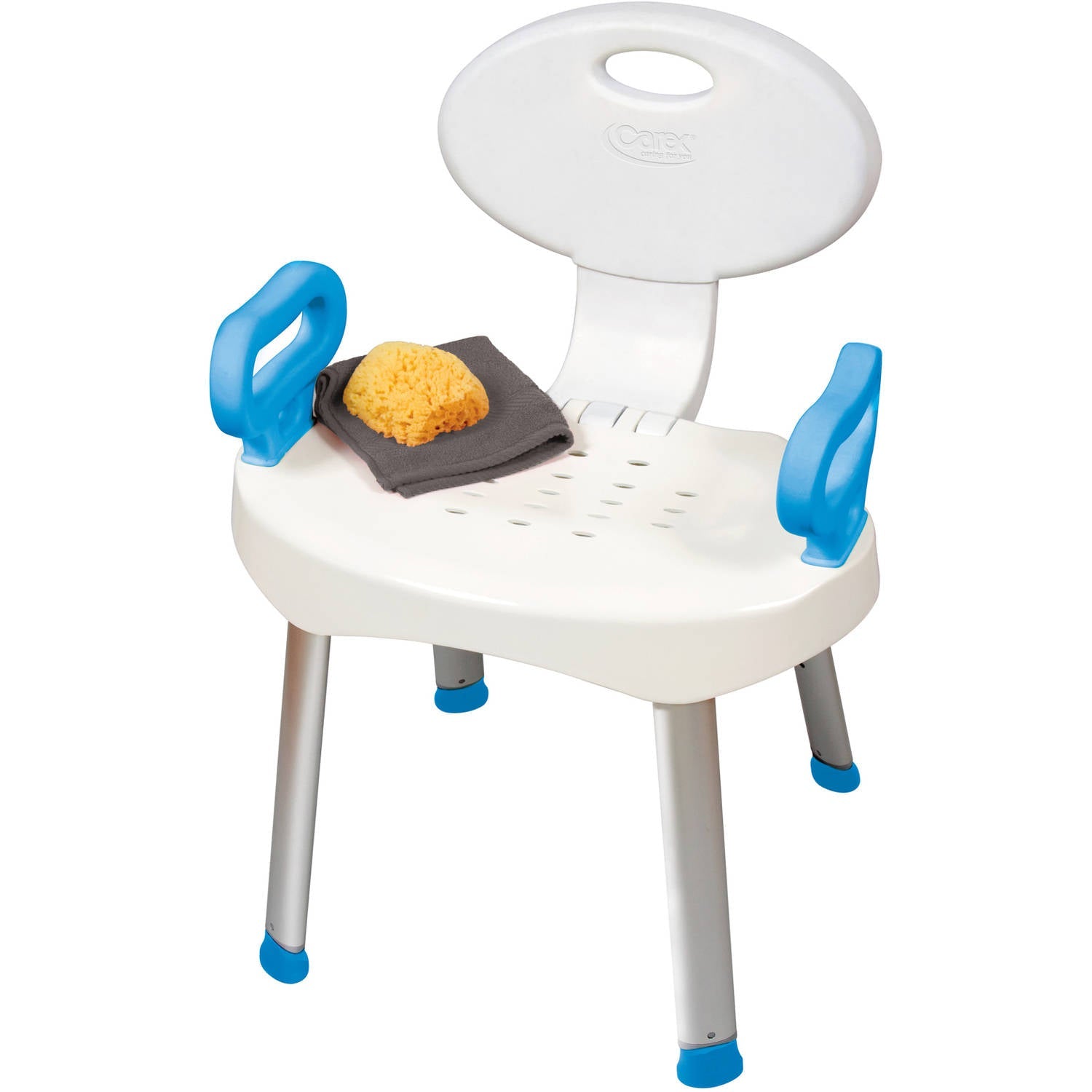 Carex E-Z Bath and Shower Seat with Handles, mobility and accessibility aid, with tool-free assembly and sturdy support handles