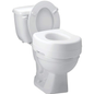 Carex raised toilet seat with 5-inch height, contoured surface, brown color for improved mobility and accessibility.