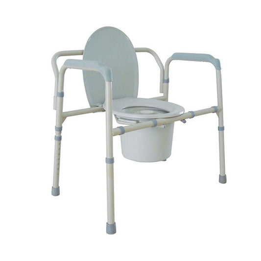 Heavy-duty bariatric commode chair by Pasteur Pharmacy with extra-large seat and 650 lb weight capacity, designed for mobility and accessibility.