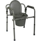Medline 3-in-1 steel commode with enamel finish, adjustable height, designed for mobility and accessibility.