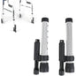 Pair of Walker Glide Skis with brakes for mobility, designed for 1-inch tubing, by Pasteur Pharmacy, shown attached to a walker.