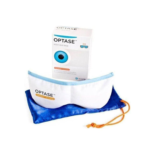 Optase Moist Heat Mask for soothing eye relief, designed by Pasteur Pharmacy, featuring comfortable, warm therapy for dry or irritated eyes.