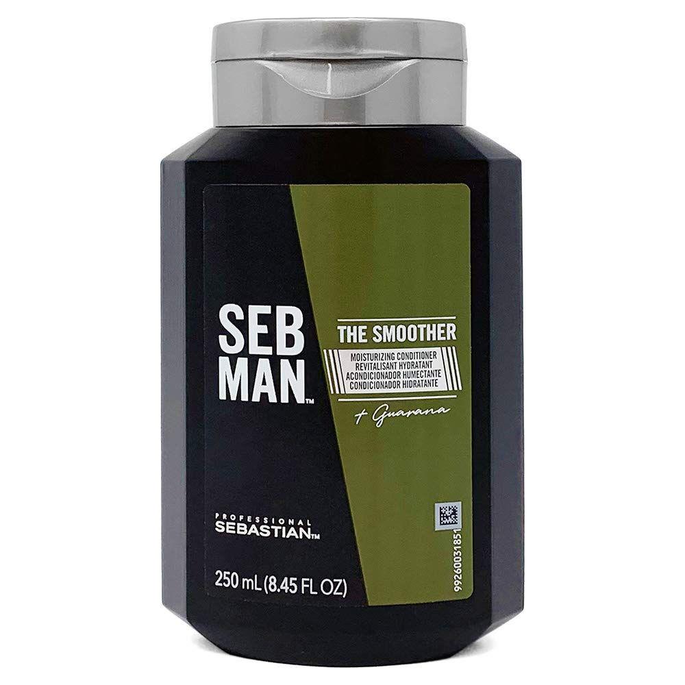 Sebastian Seb Man The Smoother moisturizing conditioner in 8.45oz bottle, nourishing hair and adding smoothness and shine.