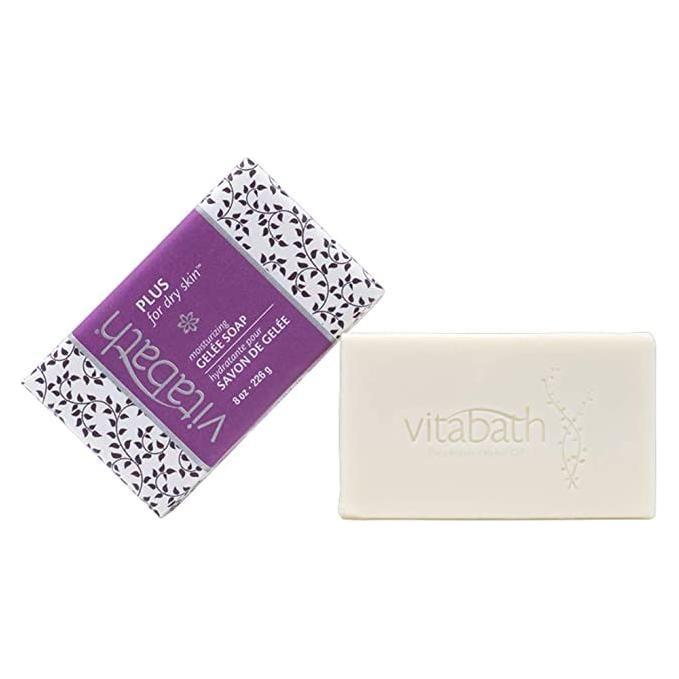 Pasteur Pharmacy Vitabath Moisturizing Gelee Soap Plus for dry skin, 8 oz, in a clear bottle with a white cap.