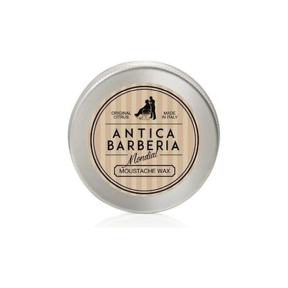 Mondial Antica Barberia Citrus Moustache Wax in 30ml jar, natural styling for moustache grooming by Pasteur Pharmacy