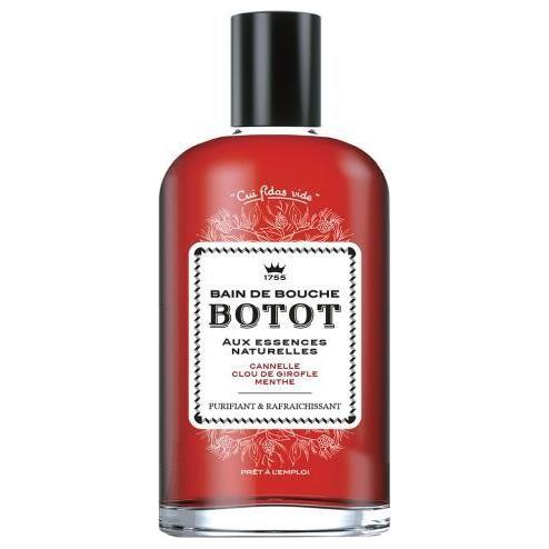 Botot Cinnamon Clove Mint Mouthwash by Pasteur Pharmacy in a 250ml bottle showing the colorful label and cap.