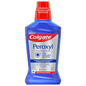Colgate Peroxyl antiseptic mouthwash in a 16.9 fl oz bottle, mild mint flavor, used for oral sore relief and oral hygiene.