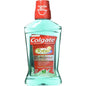 Colgate Total antibacterial spearmint mouthwash in a 16.9 fl oz bottle, used for oral hygiene and freshening breath