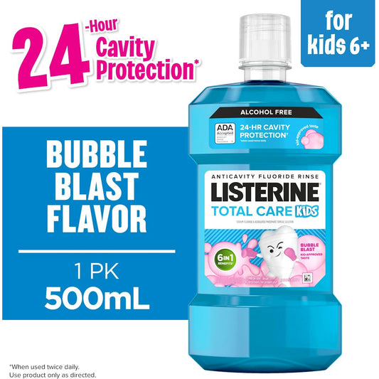Listerine Smart Rinse mouthwash with anticavity fluoride in Bubble Blast flavor, 16.9 fl oz, by Pasteur Pharmacy