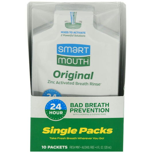 SmartMouth Original mouthwash by Pasteur Pharmacy in a pack of 10 bottles for fresh breath and oral hygiene.