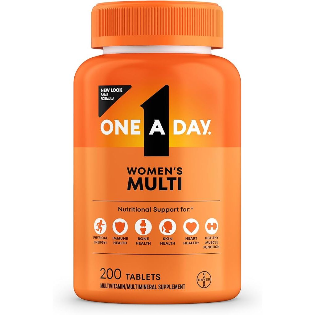 Bottle of Pasteur Pharmacy One A Day Women's Multivitamin, 60 tablets, with colorful label and supplement details visible.