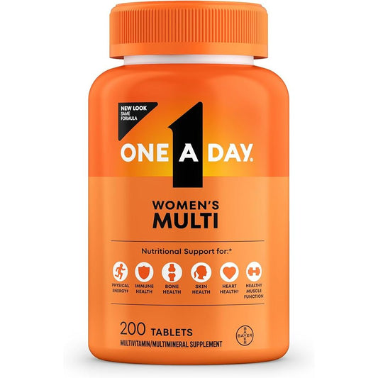 Bottle of Pasteur Pharmacy One A Day Women's Multivitamin, 60 tablets, with colorful label and supplement details visible.