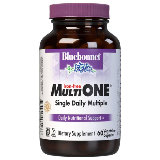 Bluebonnet Nutrition Multi One multivitamin and multimineral dietary supplement in 60 vegetable capsules, natural supplement for daily health.