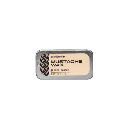 Pasteur Pharmacy Mustache Wax by Beardbrand Tree Ranger, 0.25 oz, in a small container with a natural mustache styling appearance.