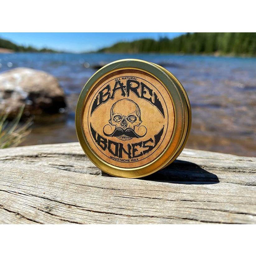 Death Grip Bare Bones Mustache Wax by Pasteur Pharmacy, natural medium hold wax in 1 oz container for mustache grooming.