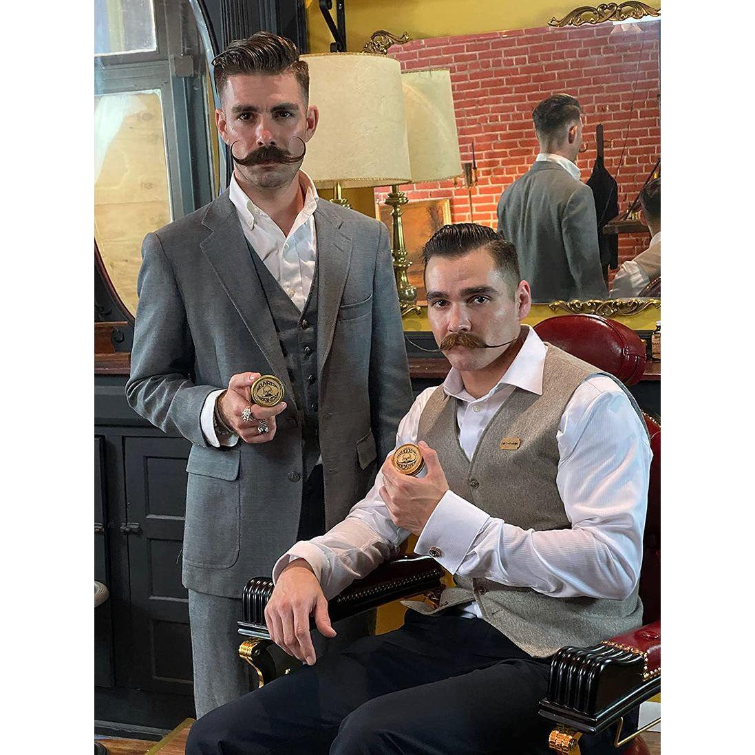 Death Grip Bare Bones Mustache Wax by Pasteur Pharmacy, natural medium hold for shaping and styling mustaches, 1 oz jar.