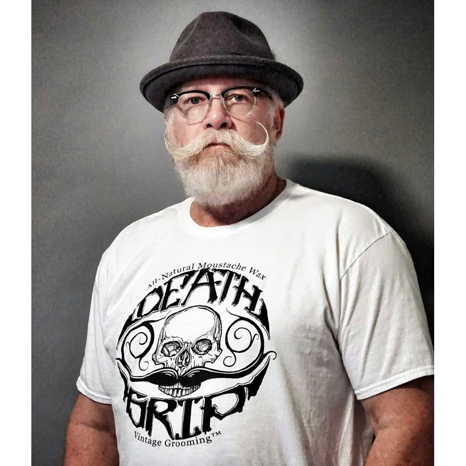 Death Grip Bare Bones Mustache Wax by Pasteur Pharmacy, 1 oz, natural medium hold for styling and shaping mustaches.