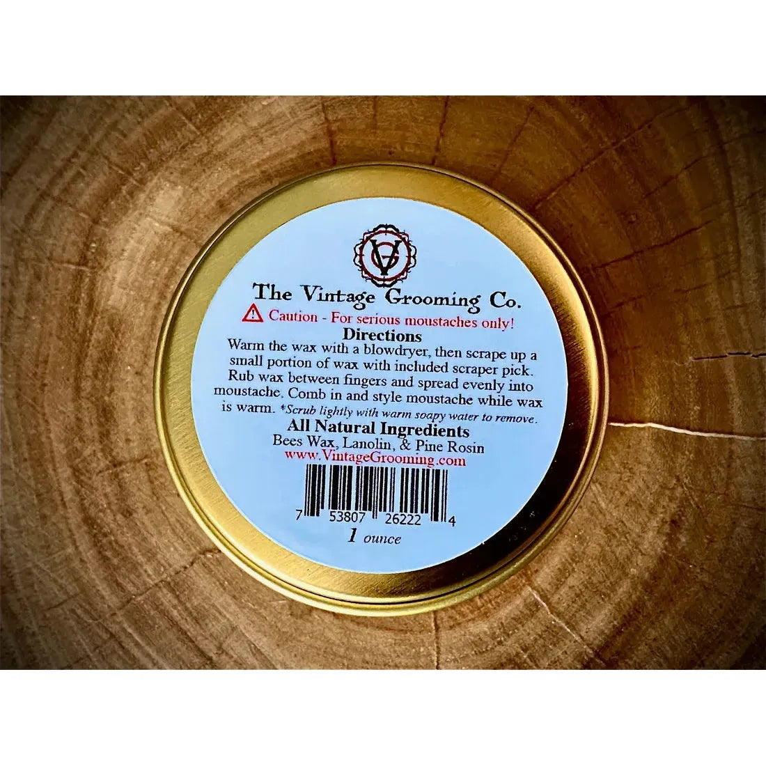 Death Grip Extra Strong Mustache Wax by Pasteur Pharmacy in 1 oz container, showcasing thick, natural mustache styling product.