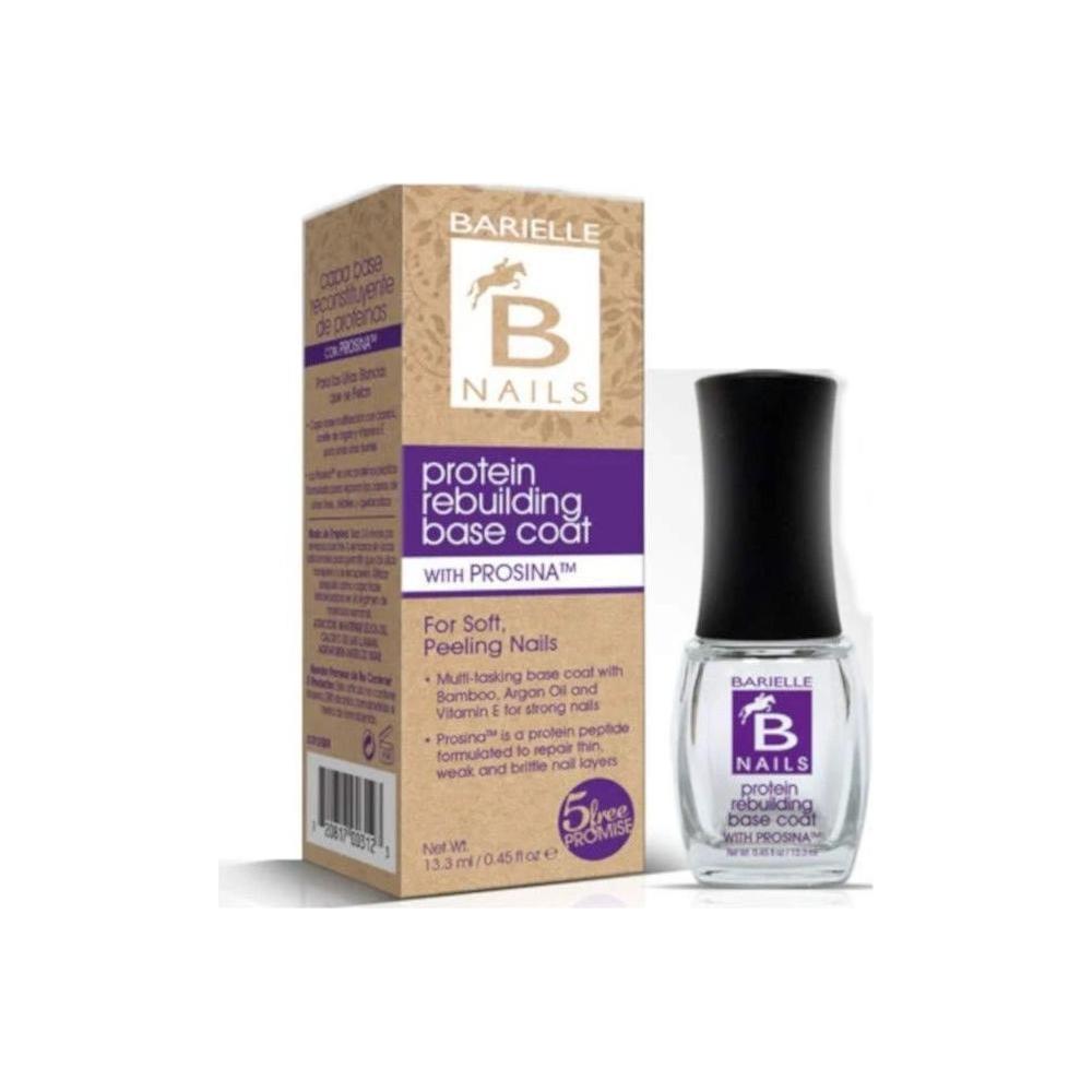 Barielle Protein Rebuilding Base Coat with Prosina, 0.45 oz, a nail base coat for strengthening and prepping nails.