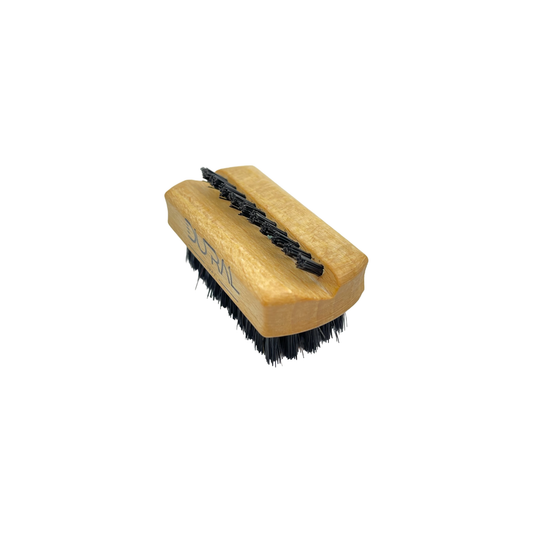 Dural Beech wood travel size hand and nail brush by Pasteur Pharmacy with natural bristles for grooming and cleaning nails.