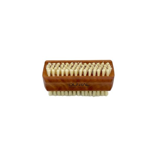 Dural Pear Wood Nail Brush with 4-6 rows of natural bristles for cleaning hands and nails, by Pasteur Pharmacy.
