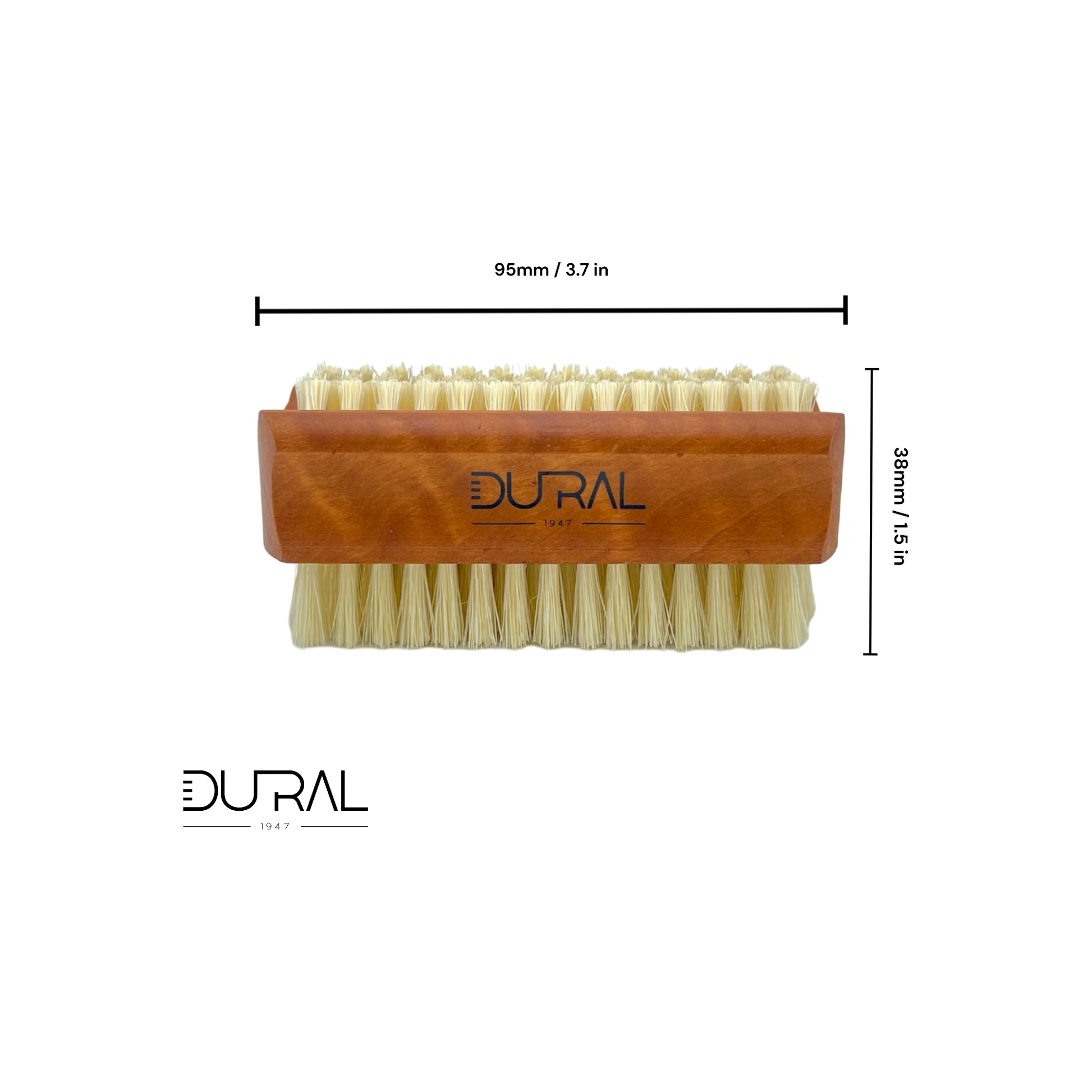 Dural Pear Wood Hand and Nails Brush with natural bristles, 4-6 rows, designed for cleaning nails and cuticles.