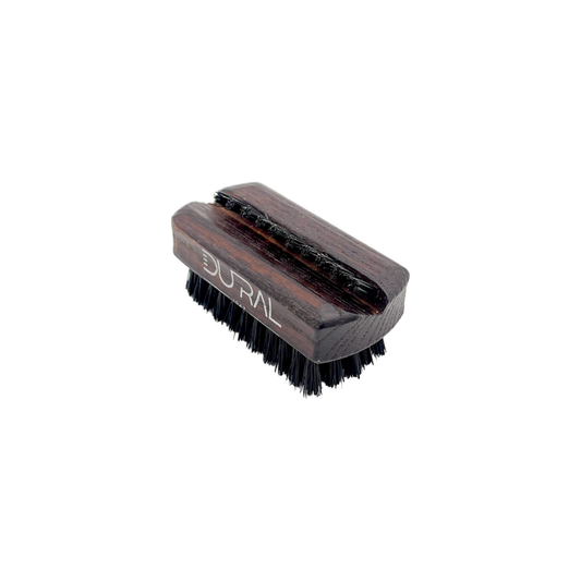 Dural Thermo Ash Wood travel-sized nail brush with black natural bristles, 58 mm length, by Pasteur Pharmacy.